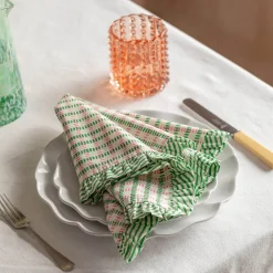 Sundae Green and Pink Frill Napkin