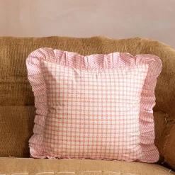 Sundae Pink & Orange Frill Square Cushion