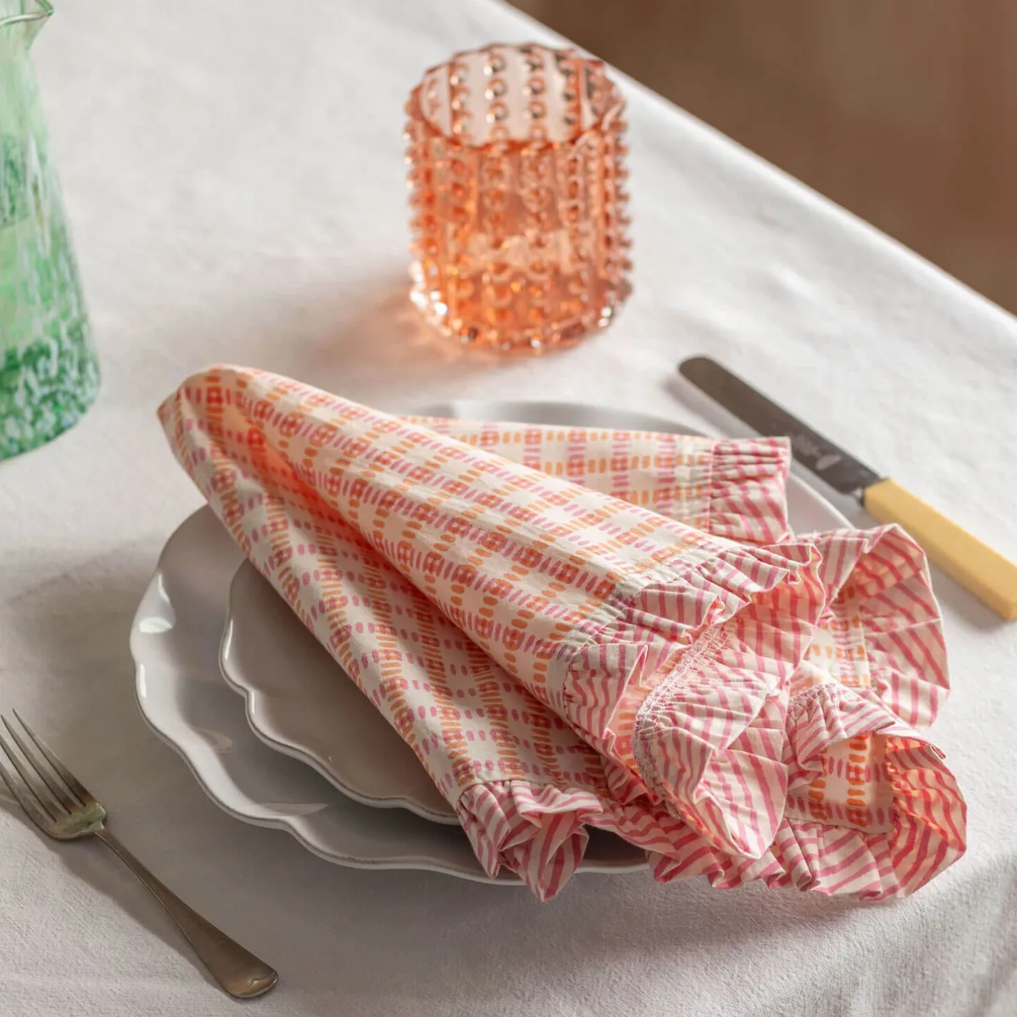 Sundae Pink and Orange Frill Napkin