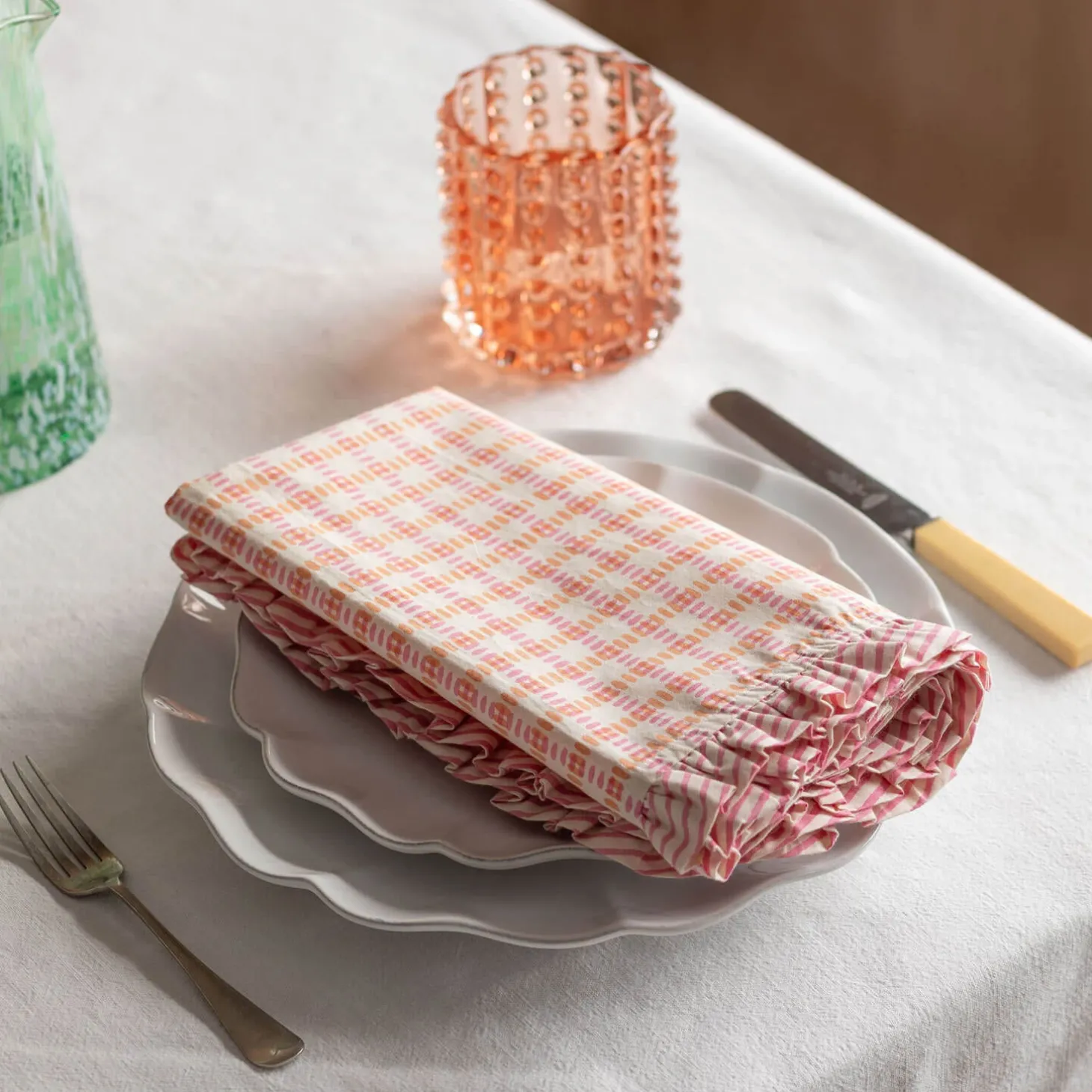 Sundae Pink and Orange Frill Napkin