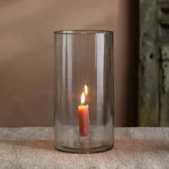 Tall Clear Glass Candle Holder