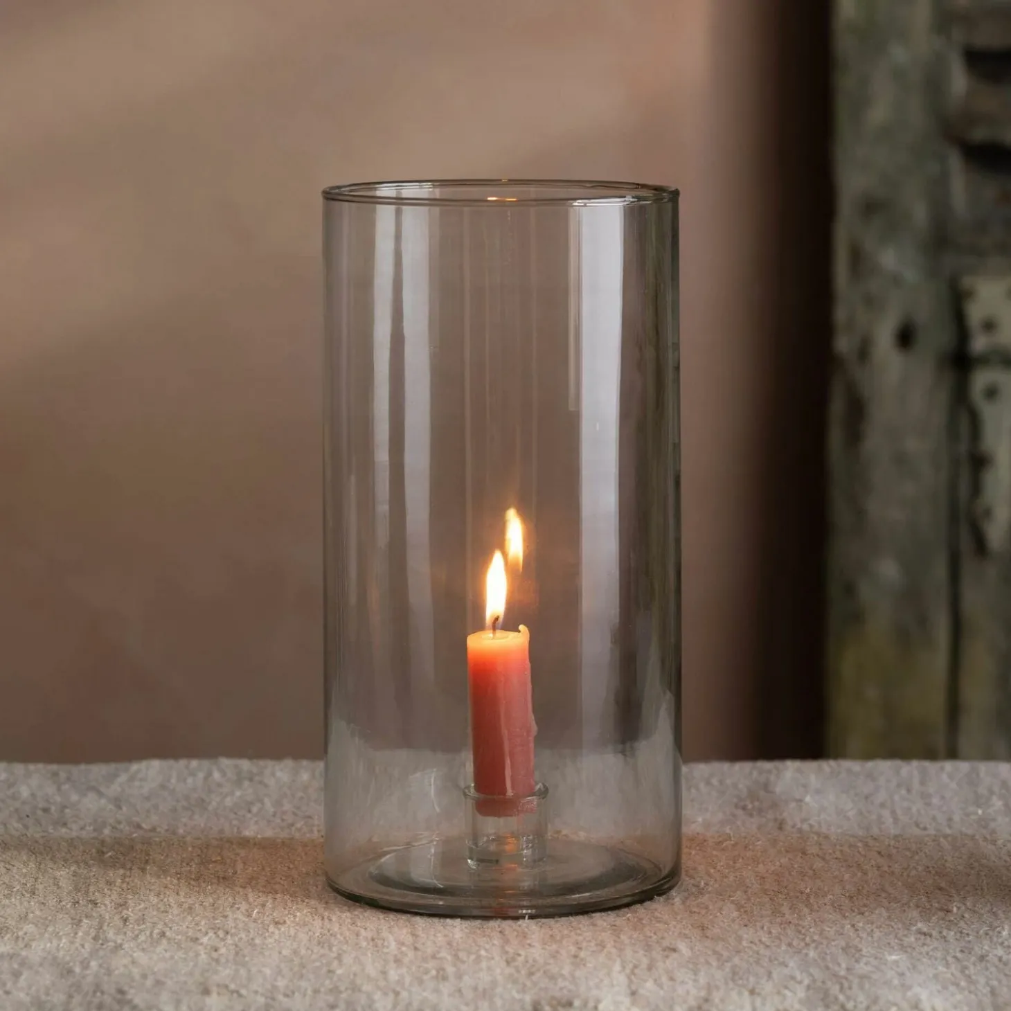 Tall Clear Glass Candle Holder