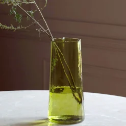 Tall Green Glass Vase