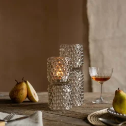Tall Grey Stacked Bubble Tealight Holder
