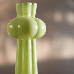 Tall Scalloped Mint Green Glass Vase