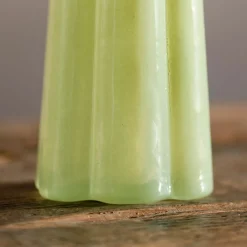 Tall Scalloped Mint Green Glass Vase