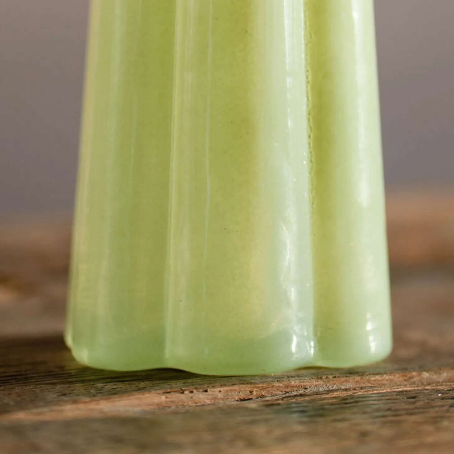 Tall Scalloped Mint Green Glass Vase