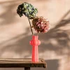 Tall Scalloped Pink Glass Vase