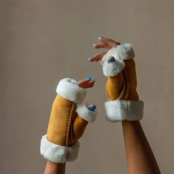 Tan Fingerless Mittens