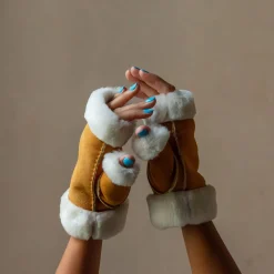 Tan Fingerless Mittens