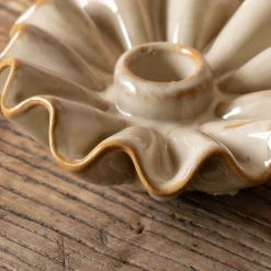 Taupe Porcelain Frill Candle Holder