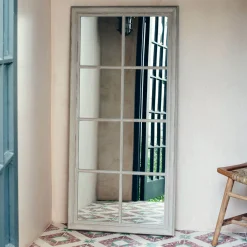 Taupe Window Pane Wall Mirror