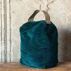 Teal Velvet Door Stop