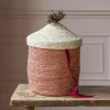 Terracotta Woven Basket with Lid