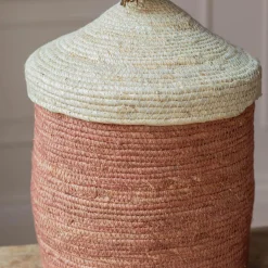 Terracotta Woven Basket with Lid