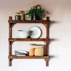 Three Shelf Wooden Kitchen Rack