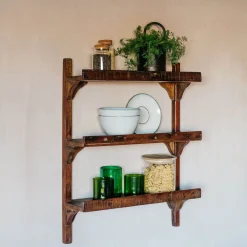 Three Shelf Wooden Kitchen Rack