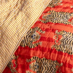 Tiger and Orange Stripe Reversible King Size Quilt