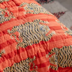 Tiger and Orange Stripe Reversible King Size Quilt
