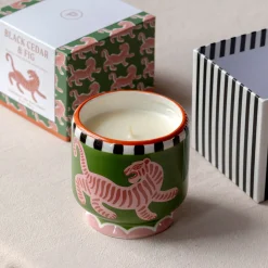 Tiger Ceramic Cedar and Fig Candle