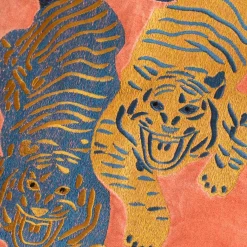Tiger Embroidered Velvet Square Cushions