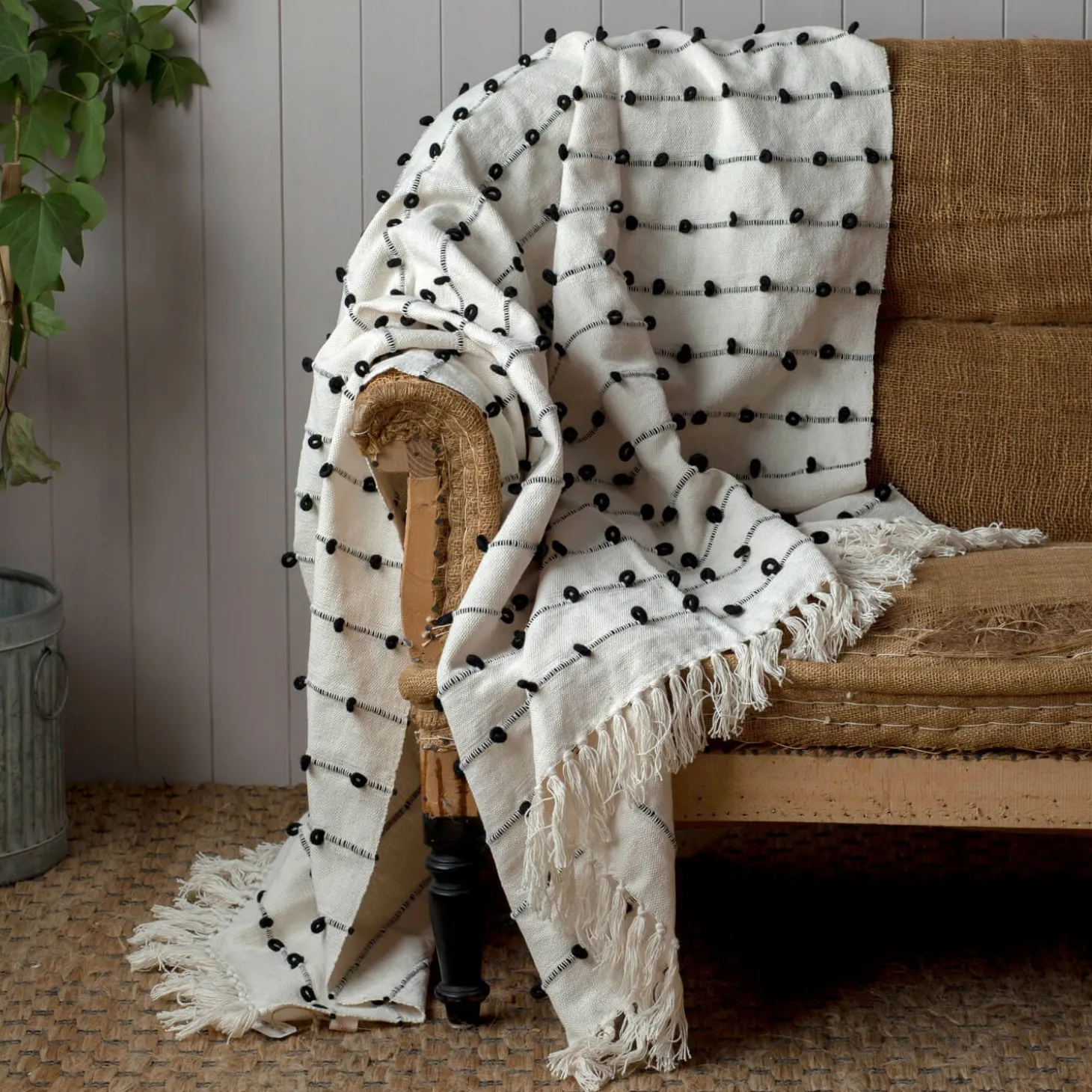 Trinx Black and White Throw