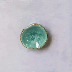Turquoise and Gold Mushroom Knob