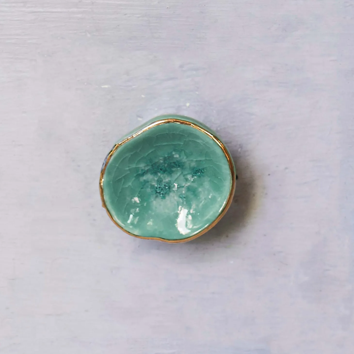 Turquoise and Gold Mushroom Knob