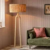 Twin Stem Wooden Floor Lamp