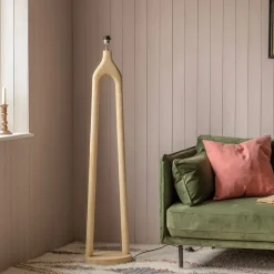 Twin Stem Wooden Floor Lamp
