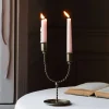 Twisted Antiqued Brass Double Candle Holder