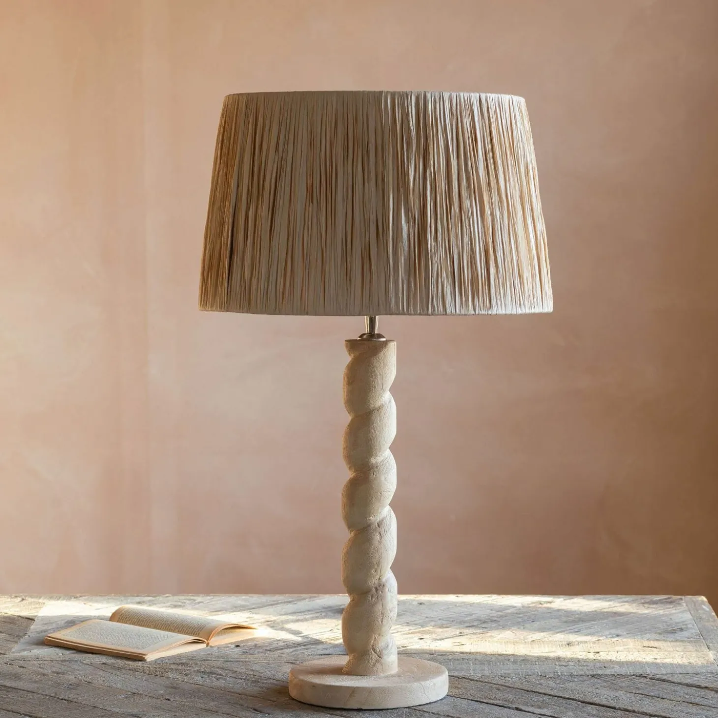 Twisted Natural Wood Table Lamp