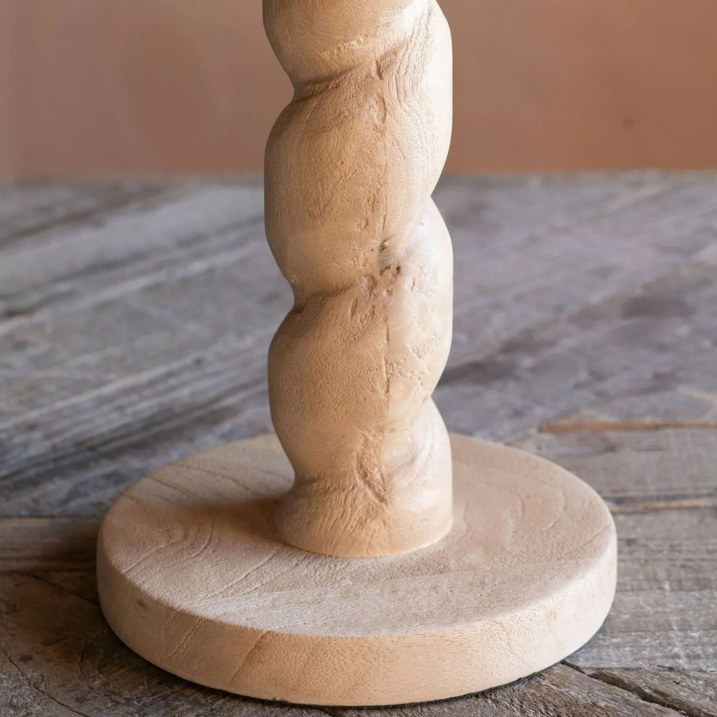 Twisted Natural Wood Table Lamp