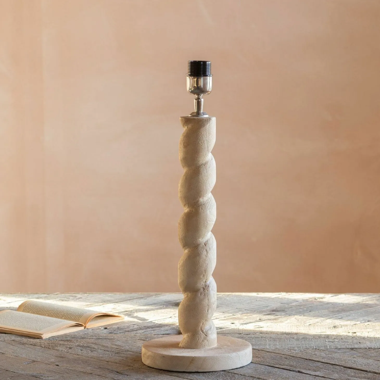 Twisted Natural Wood Table Lamp
