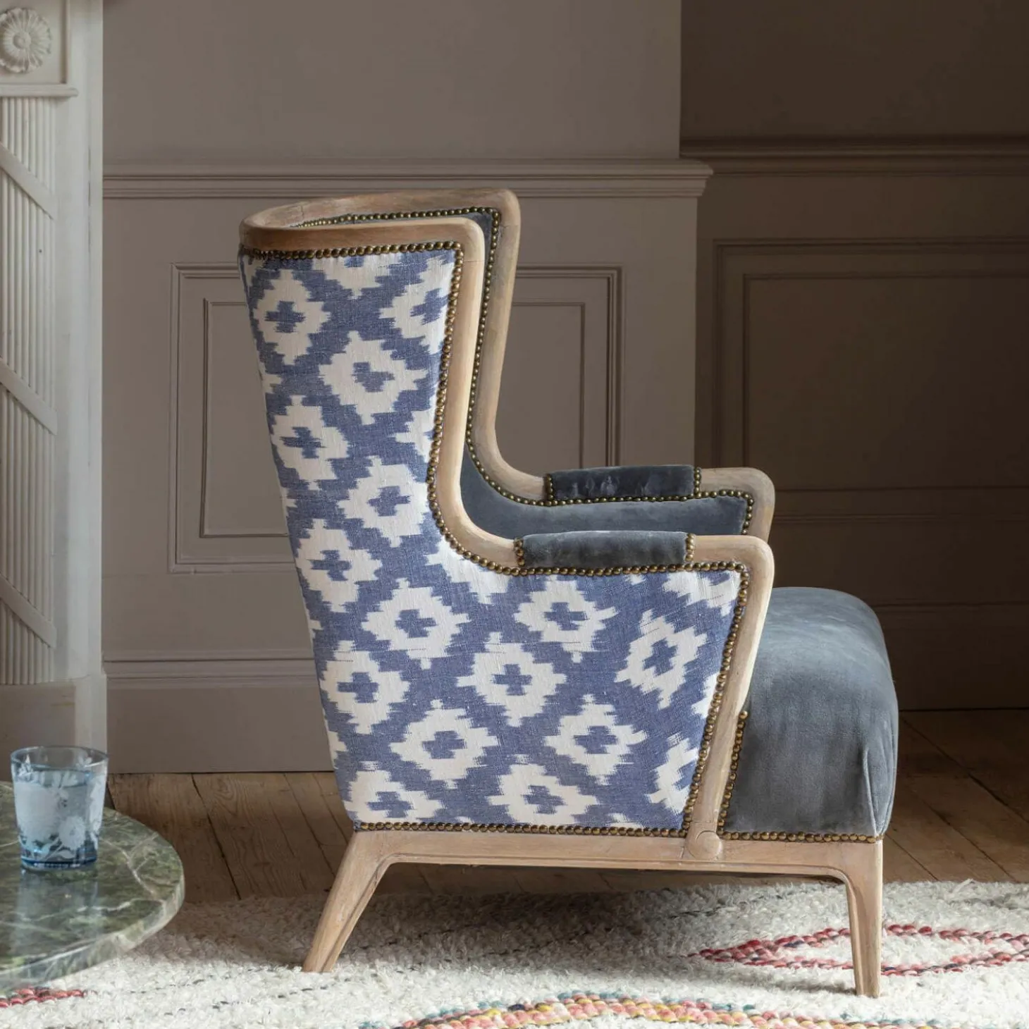 Valentin Blue Ikat Armchair