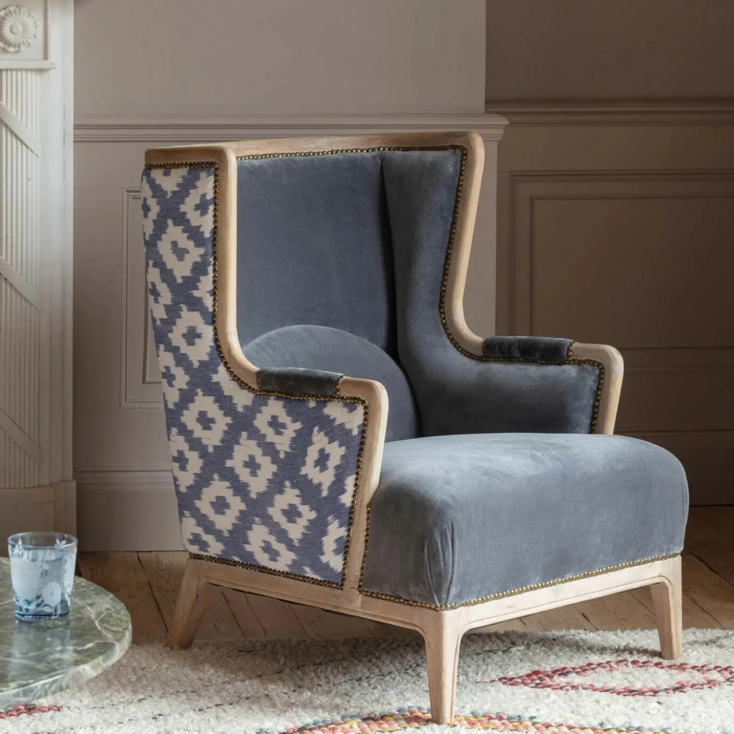 Valentin Blue Ikat Armchair