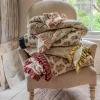 Velvet Frill Floral Block Printed Sherpa Throws
