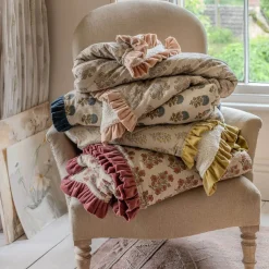 Velvet Frill Floral Block Printed Sherpa Throws