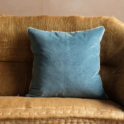 Velvet Square Cushions with Linen Trim