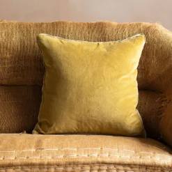 Velvet Square Cushions with Linen Trim