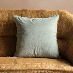 Velvet Square Cushions with Linen Trim
