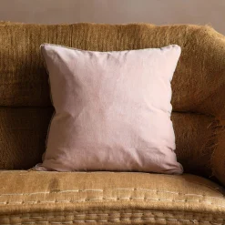 Velvet Square Cushions with Linen Trim