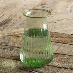 Vintage Green Ribbed Posy Vase