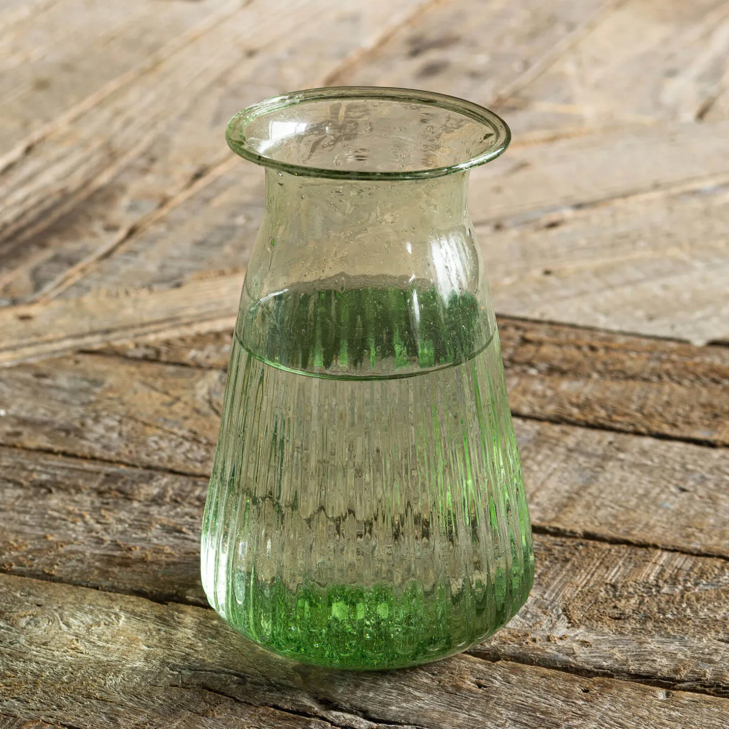 Vintage Green Ribbed Posy Vase