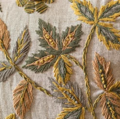 Viola Embroidered Linen Rectangular Cushion