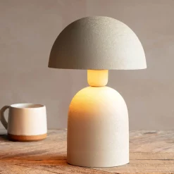 Warm Grey Textured Dome Table Lamp