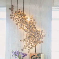 White and Gold Leaves Wall Light