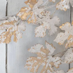 White and Gold Leaves Wall Light