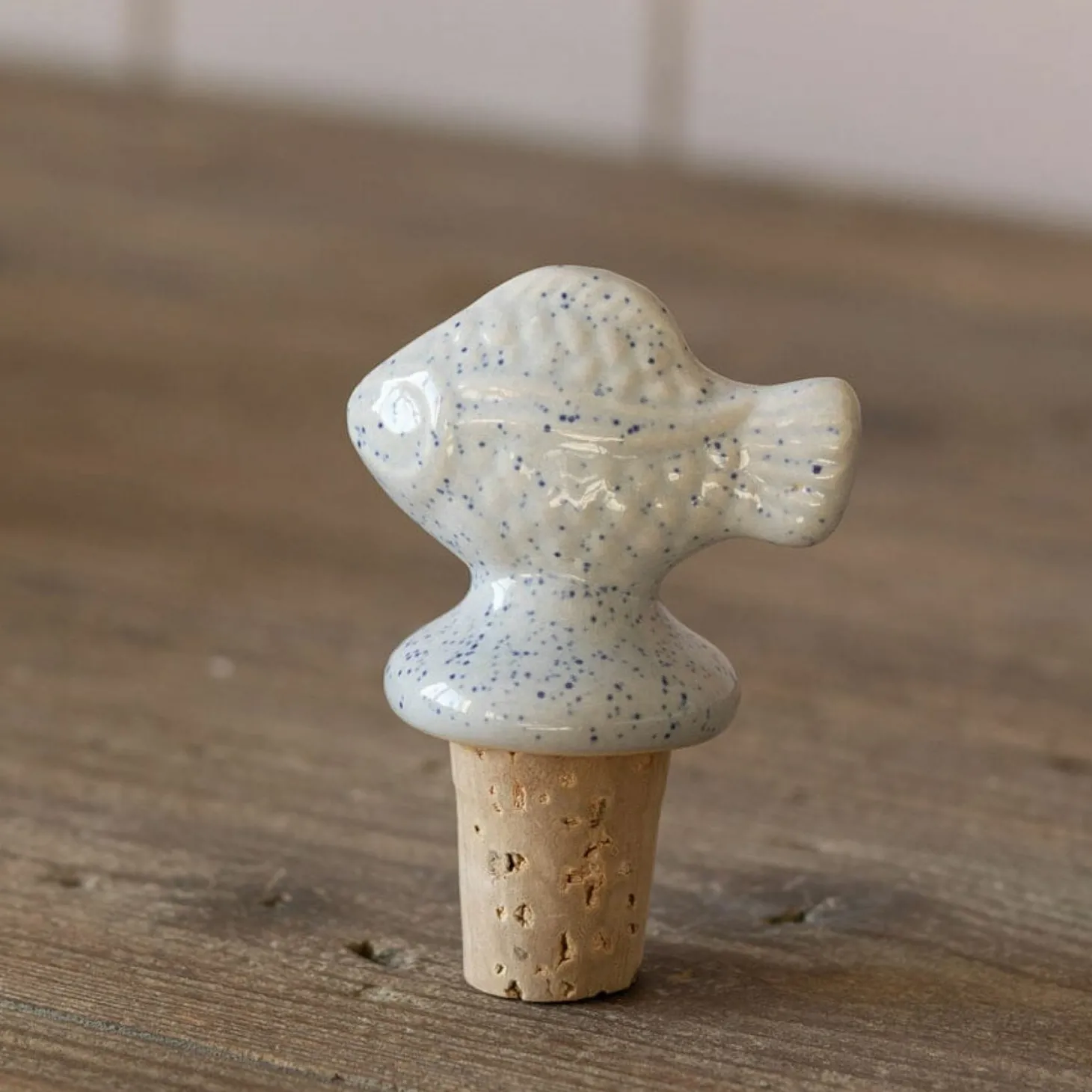 White Ceramic Fish Bottle Stopper