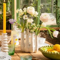 White Ceramic Multi-Stem Vase